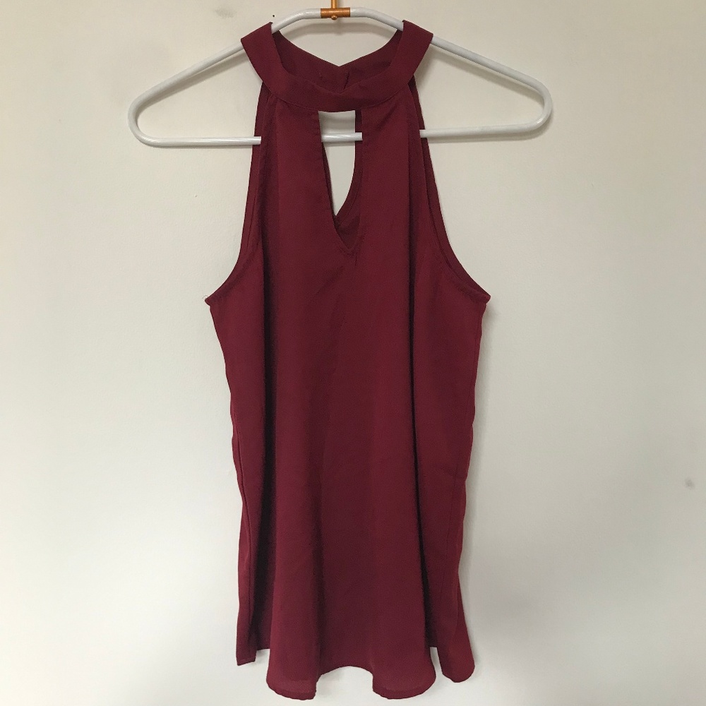 Red Keyhole Tank Top